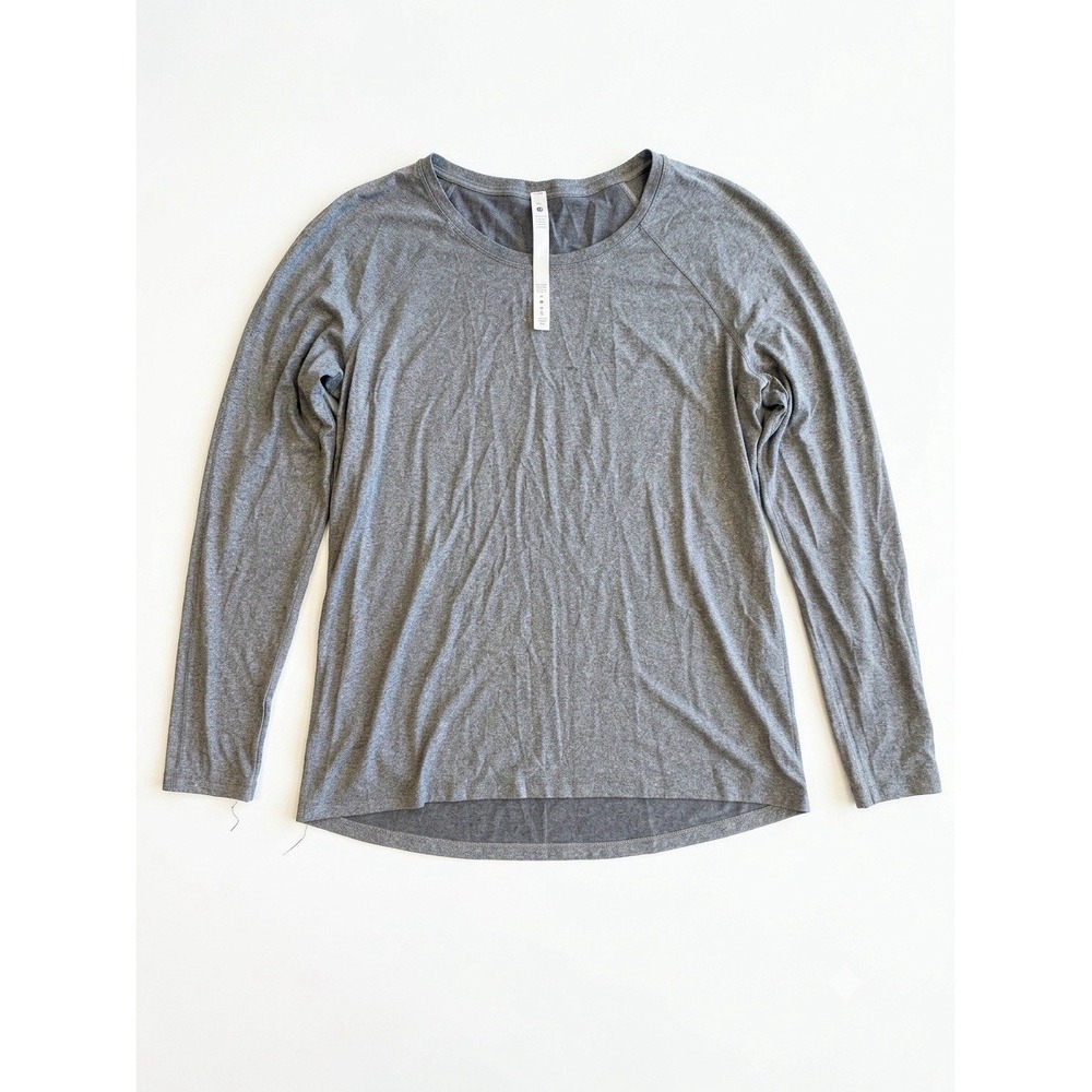 Lululemon Shirt Women Silver 10 Metal Vent Performance Athleisure Gym Long Sleev